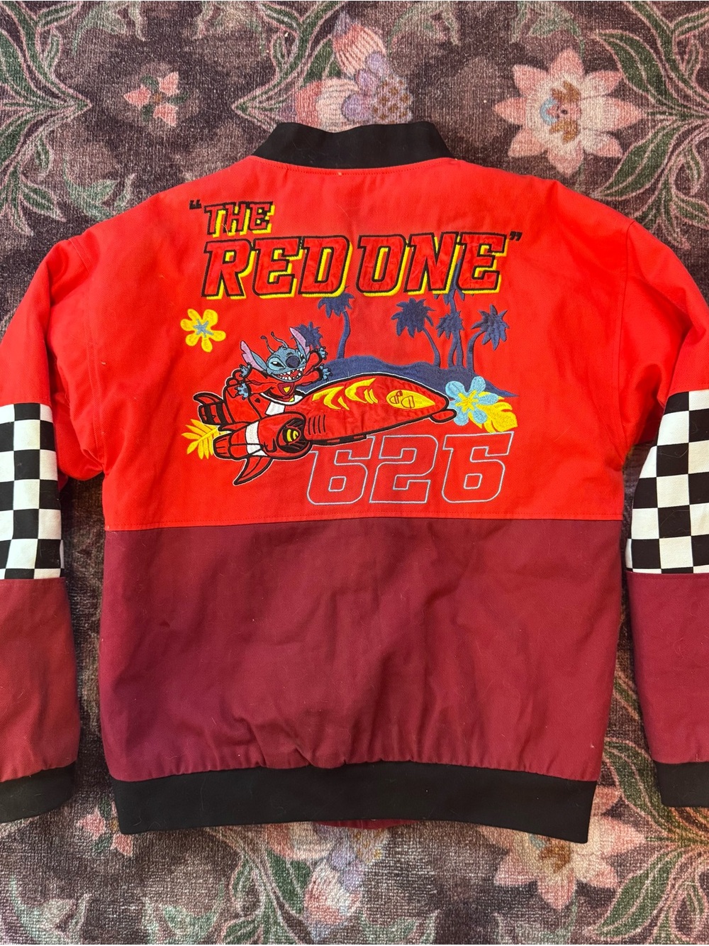 Disney Lilo & Stitch "The Red One" Embroidered Racing Jacket 626 Zip-Up - Small